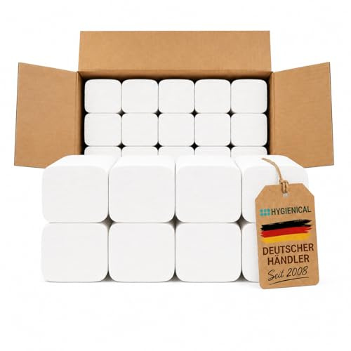 Premium-Papierhandtücher, 2-lagig, Zellstoff, 25 x 21 cm, 3.200 Blatt – Falthandtücher, Top-Handtuchpapier, Hygienischer Betriebsbedarf, Weiß, Für Büro, Gastronomie & Haushalt