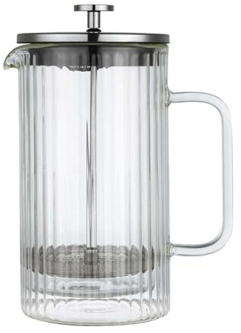 Klausberg Teezubereiter Kaffeebereiter French Press 1000ml / 9 Tassen, Kaffeepresse Edelstahl filter, Doppelwandige Isolierte Kaffeekanne, Teekanne, Teebereiter, Deckel in Silber (KB-7758)