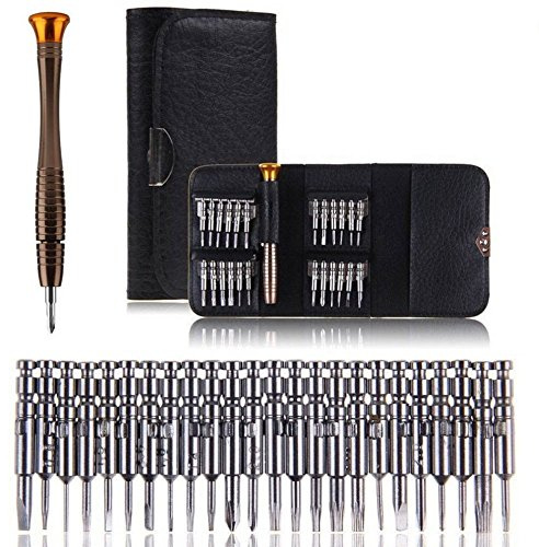 VAKKI Präzisions-Schraubendreher-Set, Vakki Mini-Schraubendreher-Werkzeug-Set 25 in 1 mit Ledertasche für Handy, PC, Laptop, Uhr, Computer, elektronische Werkstätten, Brillenreparatur
