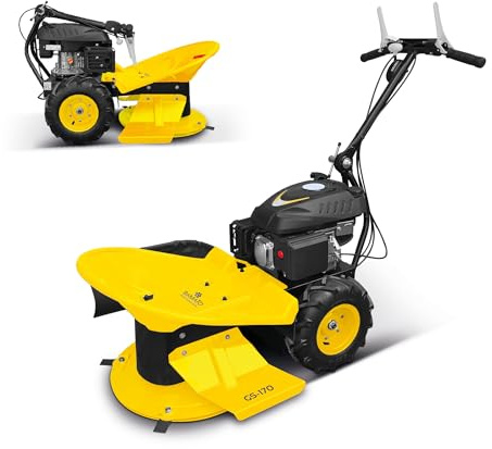 BAMATO GS-170 mit RATO Motor Hochgrasschneider Kreiselmäher | 4 Klingen | 580 mm Schnittbreite | Für große Rasenflächen | Rasenmäher mit Radanrieb Benzin Rasenmäher | Perfekt für hohes Gras