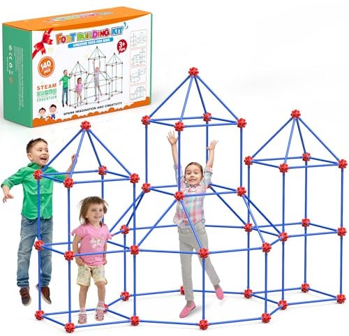 140‑teiliges Konstruktionsspielzeug für Kinder, DIY Höhle Bauen Kinder Kreatives Fort‑Bauset, STEM Lern‑ & Bauspielzeug für Indoor & Outdoor, Höhle Spielzeug für Jungen & Mädchen ab 4 Jahren
