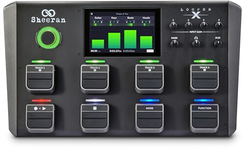 SHEERAN LOOPER X Multi-Track Looper Workstation mit 8 Pedalen für Gitarre, Bass, Keyboard, Vocals, mit Touch Screen, Multi-FX Engine, Audio-Interface