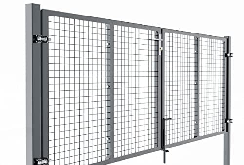 Torado® Drehtor 2 flügelig Flügeltor 3m breit anthrazit für Gartenzaun Doppelstabmatten Gartentor Metall