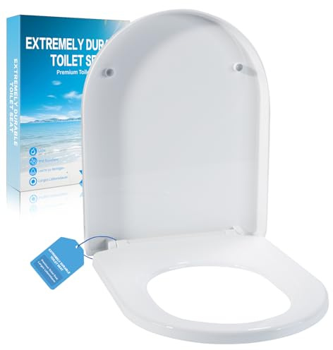WC Sitz Mit Absenkautomatik,Toilettendeckel D-Form Hochwertige Und Stabile Antibakterieller Toiletten,Stabile QualitäT,mit Quick Release Funktion | WC-Sitz Stabil bis 250kg