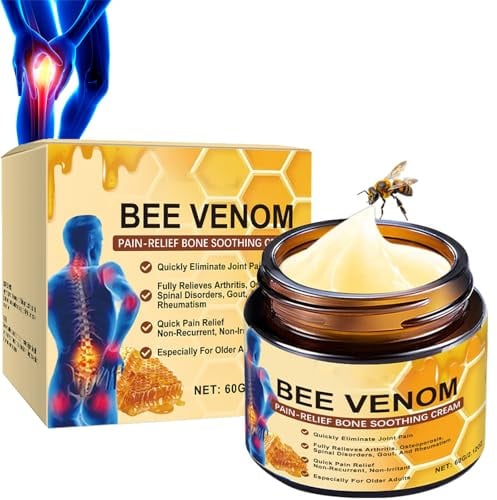 Bienengiftsalbe & Bee Venom Cream Relief für Joint Discomfort, Bee Cream & Schmerzgel for Multiple Body Areas, Schmerzsalbe & Massagegel mit Bee Venom, Gelenkschmerzen für Körperpflege Portable 60g
