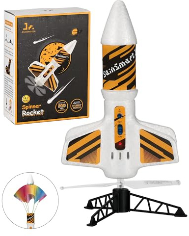 SainSmart Jr. Rakete Spielzeug mit Fallschirm, bis 61 m (Weiß) | Motorisierte Rakete, Mit Fallschirm, Wiederaufladbar, Bis zu 61 m Flughöhe, Outdoor-Spielzeug, Ab 8 Jahren