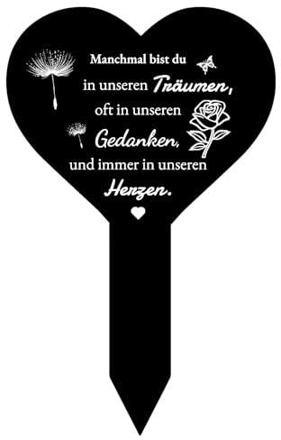 Grabschmuck Wetterfest, Grabdeko Aus Hochwertigem Acryl, Grabstecker Mit Elegantem Design, Schwarz, 28cm Hoch, 15cm Breit, Ideal Für Friedhöfe Und Gedenkgärten, Grabdekoration Wetterfest