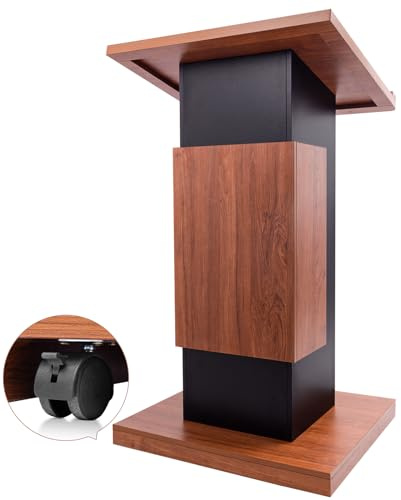Afitdon Holz-Podium, Groß Holzpodium mit Rädern, Premium hohes Massivholz Kanzel Rednerpult mit Doppellagiges Ablagefach, Rednerpult for Kirche, Vortrag, Schul, Seminar (120 x 60 x 70cm)