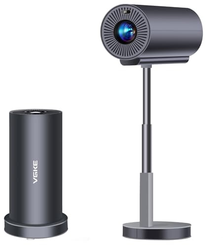 Autofokus/Trapezkorrektur VGKE Mini Beamer Heimkino 4K Unterstützt, 15000 Lumens Full HD Videoprojektor WiFi6 Bluetooth Smart Beamer mit 90° Drehbarem Teleskopständer for Home/Outdoor/Smartphone