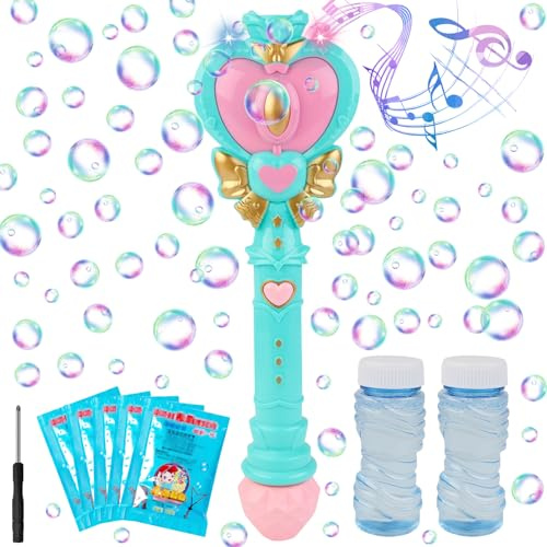 Seifenblasenmaschine,Seifenblasen,Seifenblasenmaschine Kinder,Zauberstab Automatische Bubble Maschine mit Seifenblasen Flüssigkeit,Seifenblasenstab Seifenblasenspielzeug für Party Geburtstag Hochzeit