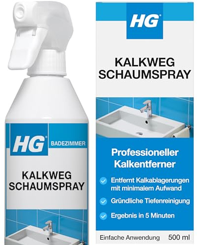 HG Kalkweg Schaumspray | Entfernt Kalk von Duschköpfen & Armaturen - 500ml