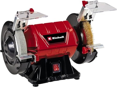 Einhell Doppelschleifer TC-BG 150 B (max. 350 W, Ø 150 mm Schleifscheibe, Funkenschutz, Formkorrekturen und Anschliffe, inkl. Grobschleifscheibe K36, Bürstenscheibe)