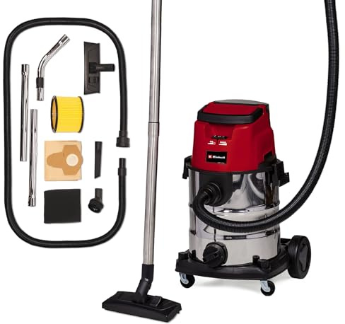 Einhell Akku-Nass-Trockensauger TE-VC 36/25 Li S-Solo Power X-Change (Li-Ion, 36 V, ECO/Boost-Mode, 150 mbar Saugleistung, Edelstahlbehälter 25l, ohne Akku und Ladegerät), Black/Red