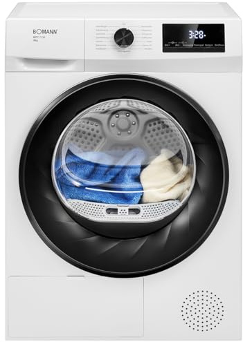 Bomann® Wärmepumpentrockner 8kg | kein Wasseranschluss nötig | Trockner m. Antiknitterfunktion | Wäschetrockner 15 Programme | Kondenstrockner | Kühlmittel R290 | WPT 7153 weiß