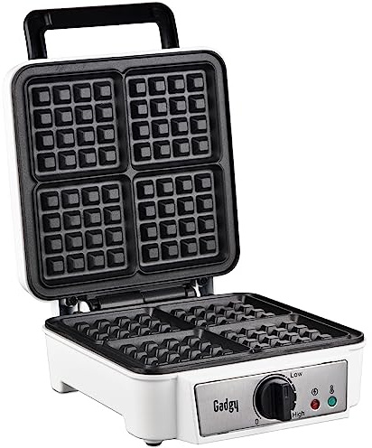 Gadgy Waffeleisen, DoppelWaffeleisen für 4 Waffeln 8x8cm, 1200 W, Schnelles Aufheizen & gleichmäßige Backergebnisse, Kompaktes Design, Waffelmaschine in Weiß, Perfekter Waffelmaker für Ihre Küche