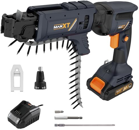 20V Trockenbau-Schrauber Brushless, MAXXT Kordloser Lithium-Ionen-Brushless-Selbstvorschub-Trockenbau-Schrauber 5000U/min mit (2,0Ah Akku und Ladegerät im Lieferumfang enthalten)