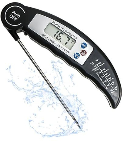 Fleischthermometer Digitales Bratenthermometer Küchenthermometer, Sofort Ablesbares Grillthermometer, LCD Bildschirm und Lange Sonde, für Kochen, BBQ