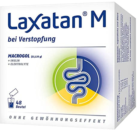 Laxatan M | bei Verstopfung, schonend ohne Gewöhnungseffekt | 2 x 24 Beutel | Mit Macrogol, Elektrolyten & Inulin, für weicheren Stuhl, gut verträglich, zur längeren Anwendung, zitroniges Trinkgranulat