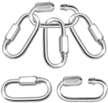 CEEYSEE 6 Stück Edelstahl Schraubverbinder M5 304 Edelstahl kettenglieder Schäkel Rapid-Glied Schraubkarabiner für Camping Wandern (D/M5/0-SK)