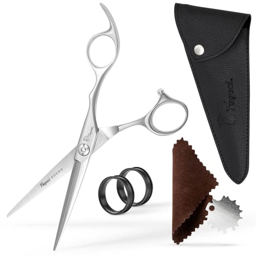 Fagaci Haarschneideschere Profi 6 mit Extrem Scharfen Blättern, Haarschere Friseurschere Profi aus 440C-Stahl, Friseur Scheren Professionell Feiner Schnitt, Schere Haare Schneiden Set