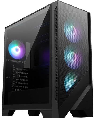 MSI MAG Forge 320R Airflow Mid-Tower PC-Gehäuse - ATX-Kapazität, RTX 40 GPU-Unterstützung, ARGB-Lüfter, magnetische Staubfilter, gehärtetes Glas, 1-6 ARGB-Steuerkarte, USB 3.2 Generation 1 Typ-A