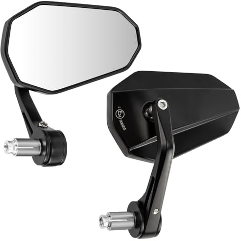 CICMOD Motorrad Spiegel, Universal Lenkerendenspiegel E-geprüft Motorrad Rückspiegel, 360° Drehbarer Lenkerspiege für Roller Scooter Moped - Schwarz
