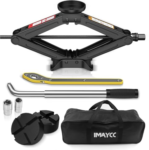 IMAYCC Wagenheber 2.5T/2500kg, Universelle Scherenwagenheber für Auto mit Gummiauflage,Tragbarer Wagenheber mit Radmutternschlüssel,Auto-Notfallset für SUV MPV,Ideal für Wartung und Reparatur(Schwarz)