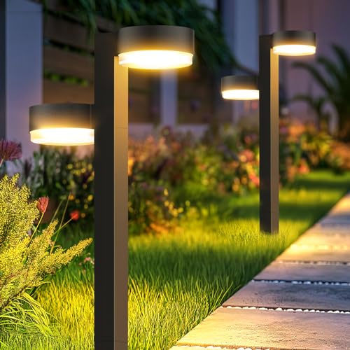 GEARLITE Solarlampen für Außen Garten 4 Pack, 2 in 1 Superhelle Warmweiß Solarleuchten für Außen mit 24 Led, Auto On/Off, IP65 Wasserdichte Solar Gartenleuchten für Weg Rasen Hof Terrasse, Geschenke