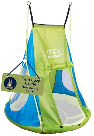 HUDORA Zeltbezug Cosy Castle - Zeltüberzug für HUDORA Nestschaukel 90 & 110/120 in blau/Lemon - Polyester-Schaukelzelt für Innen- & Außenbereiche - Schaukelüberdachung für Kinder & Erwachsene