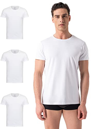 Burnell & Son Herren T-Shirt 3er Pack Rundhals Unterhemd - Stretch - Kurzarm Shirt Männer aus Baumwolle Basic Slim Fit