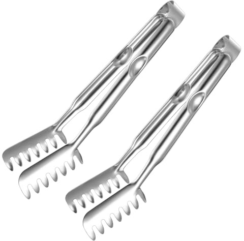 2 Stück Nudelzange Edelstahl, Spaghettizange Edelstahl, 29cm Spaghetti Zange, Küchen Zange mit Zinkengriff, Pastazange, Küchenzange, Essen Zange Edelstahl für Backen Grillen Kochwerkzeuge
