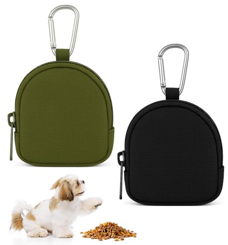 BOHUIZ 2 Stück Leckerlibeutel für Hunde, Mini Futterbeutel Hund | Hundeleckerli Tasche leckerlibeutel mit Reißverschluss und Karabiner Leckerlitasche Hunde Beutel Tragbare für Hundetraining
