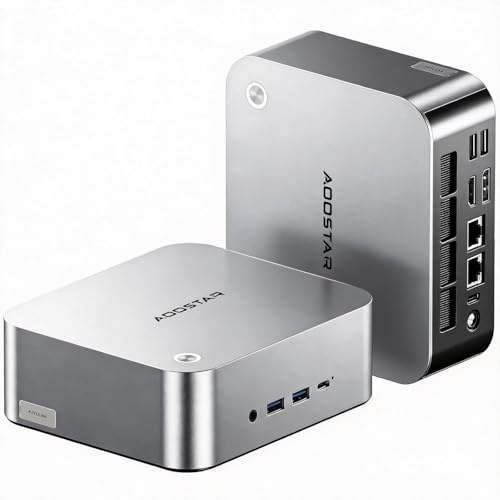 AOOSTAR MACO Mini PC mit AMD R7 PRO 6850H (8C/16T bis zu 4,7GHz) 24GB LPDDR5 RAM + 1TB PCIe4.0 SSD, OCuLink/2xUSB4/2x2,5G LAN/4K Quad-Display/Fingerabdruck, W11 Pro, Mini Computer für Gaming & Büro