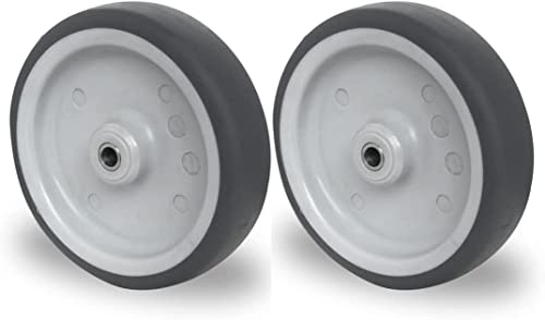 Abrollwerk 2er Set Einbaurad 150 mm – Apparaterolle TPE Grau – 100 kg Tragkraft – Spurlos & Leise – Ersatzrad für Grillwagen, Transportwagen & Campingmöbel – Gleitlager inkl. M8 Achshülse