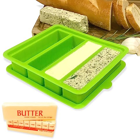 US Standard Buttersticks Größe – 236,8 g Silikon-Butterform mit Deckel – leicht streichbarer Halter für selbstgemachte Butter, Kräuterbutter, Riegel