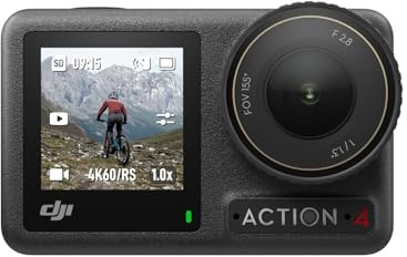DJI Osmo Action 4 Standard-Combo, 4K/120fps Action Cam mit 1/1,3-Zoll-Sensor, Unterwasserkamera, Atemberaubende Low-Light-Aufnahmen, 10-Bit und D-Log M-Farbleistung, Langlebiger 1.770 mAh Akku