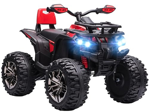 HOMCOM Elektro Quad für Kinder, 12V 10Ah Kinder Quad mit Vorwärts-, Rückwärtsfunktion, 2 Motor, USB-Anschluss, MP3-Musikplayer, Kinderfahrzeug mit Scheinwerfer 3-8 km/h, für 3-5 Jahre, Rot