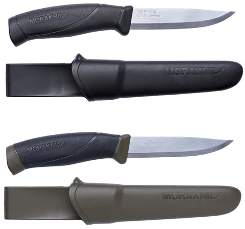 Morakniv Outdoor Messer mit Scheide - Mora Companion S - 2-Pack - Jagdmesser Feststehende Klinge aus Edelstahl - 2,5 mm - Hergestellt in Schweden - Survival Messer für Camping & Jagd
