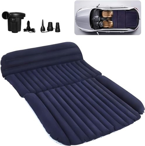 QDH Auto Matratze SUV Luftmatratzen Camping Aufblasbare Matratze Aufblasbares Bett für den Auto-Rücksitz-Dickere Luftbett für Reisen Camping Outdoor Aktivitäten (Blau)