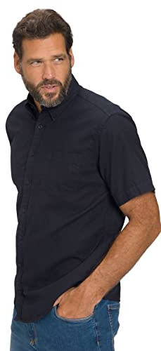 JP 1880 Herren Leinenmix-Hemd, Halbarm, Buttondown-Kragen, Modern Fit Shirt (1er Pack)