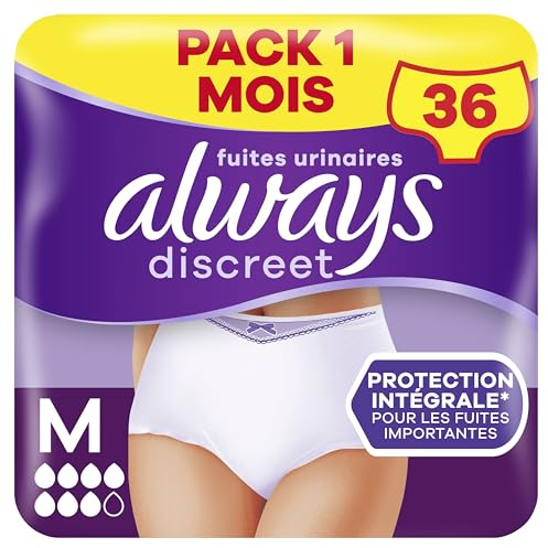 Always Discreet Inkontinenz-Höschen Plus für Frauen, M, 36 Höschen, Verhindert Auslaufen Und Gerüche, Angenehm Und Kaum Spürbar