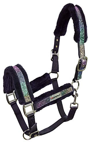 Horsenjoy Pferde Halfter Teddyfleece Rainbow Brilliant Reithalfter Weidehalfter (Pony)