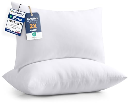 Utopia Bedding 2er Set Kissenfüllung 40 x 80 cm, Innenkissen Füllkissen Kopfkissen Sofakissen (Weiß)