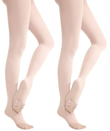 MANZI 2 Paar Ballettstrumpfhose Damen Cabrio Tanz Strumpfhose mit Fersenloch Ballettkleidung für Erwachsene Ballett Rosa S-M
