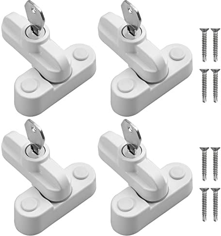Kamtop Fensterschlösser Fenstersicherung 4x Fenster Türbegrenzer Sash Jammer Fenstersicherheitsschlösser UPVC Türflügel-Störsender Sicherheitsbeschränkungsschloss für UPVC Tür Fenster Weiß