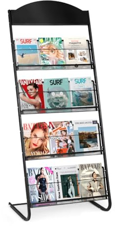 SUNDOY Extra groß Zeitschriftenständer, bodenstehender Literaturständer mit 4 Taschen Prospektständer Für Büros und Messen (38Tx63Bx157H-cm-ohne Räder)