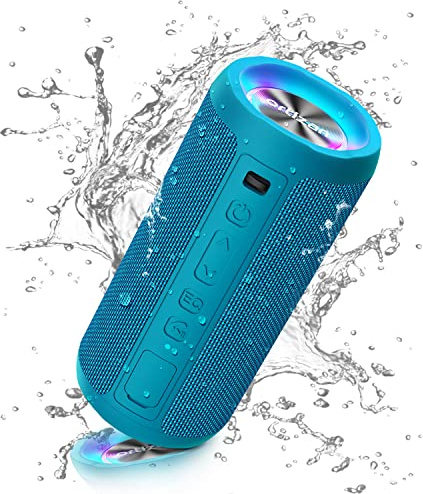 Ortizan Bluetooth Lautsprecher mit Licht, Musikbox Tragbarer Bluetooth Box mit IPX7 wasserdicht, Dualen Bass-Treibern, 30h Akku, Freisprechfunktion für Phone, Draußen