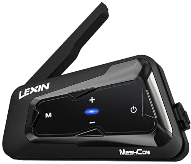 LEXIN MeshCom Motorrad Headset, Helm Mesh Kommunikationssystem, Einzelpack | Mesh Intercom Motorrad, CVC und DSP Geräuschunterdrückung, Audio-Multitasking Funktion, IP67 Wasserdicht