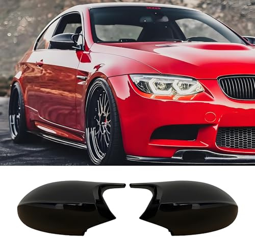 Haoyijiahui 2 PCS Auto spiegelkappen Rückspiegelgehäuse Seitenspiegelschutz Türspiegelabdeckungen für BMW E81 E82 E87 E88 PRE E90 E91 2005-2008 E92 E93 2006-2009 Glänzend Schwarz