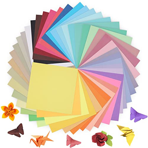 Kyteazr Origami-Papier 50 Farben 100 Blätter 15x15 cm - Doppelseitiges farbiges Origami-Set zum Basteln und Gestalten